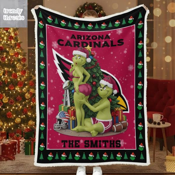 Arizona Cardinals Funny Grinch Kiss Ass Christmas Blanket Quilt