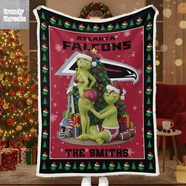 Atlanta Falcons Funny Grinch Kiss Ass Christmas Blanket Quilt
