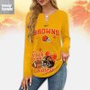Cleveland Browns Thanksgiving Turkey And Touchdowns Long Sleeve Shirt
