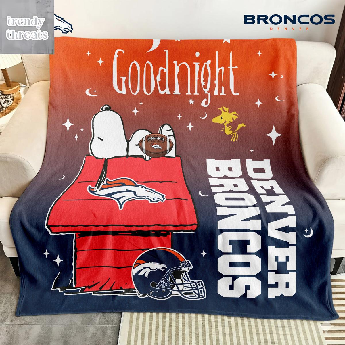 Denver Broncos Snoopy Goodnight Blanket Quilt Denver Broncos Snoopy Goodnight Blanket Quilt