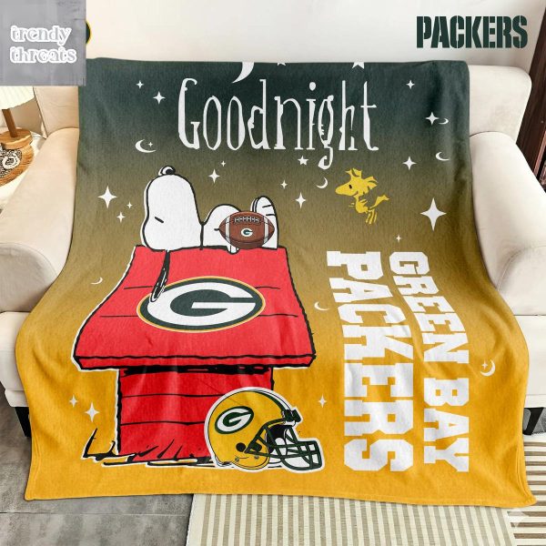Green Bay Packers Snoopy Goodnight Blanket Quilt