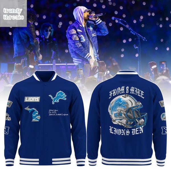 Alpha Industries Blue Detroit Lions x Eminem Baseball Jacket