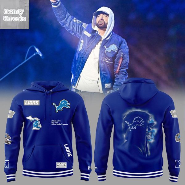 Alpha Industries Blue Detroit Lions x Eminem Hoodie T-Shirt