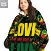 Bob Marley Love The Life You Live Fleece Blanket Hoodie