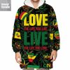 Bob Marley Love The Life You Live Fleece Blanket Hoodie