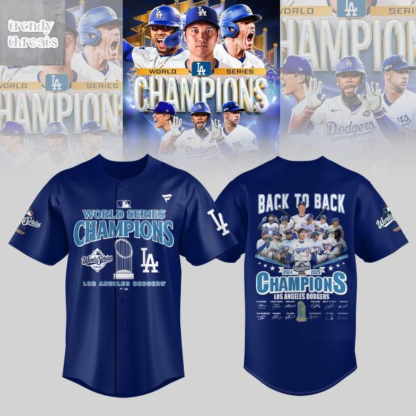 Los Angeles Dodgers 2025 World Series Back To Back Champions Jersey