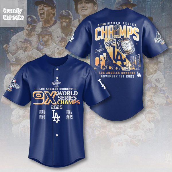 Los Angeles Dodgers 9 Time World Series Champs Jersey