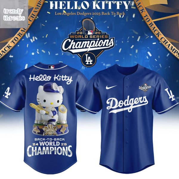 Los Angeles Dodgers Hello Kitty Charlie Brown Back To Back World Champions Jersey