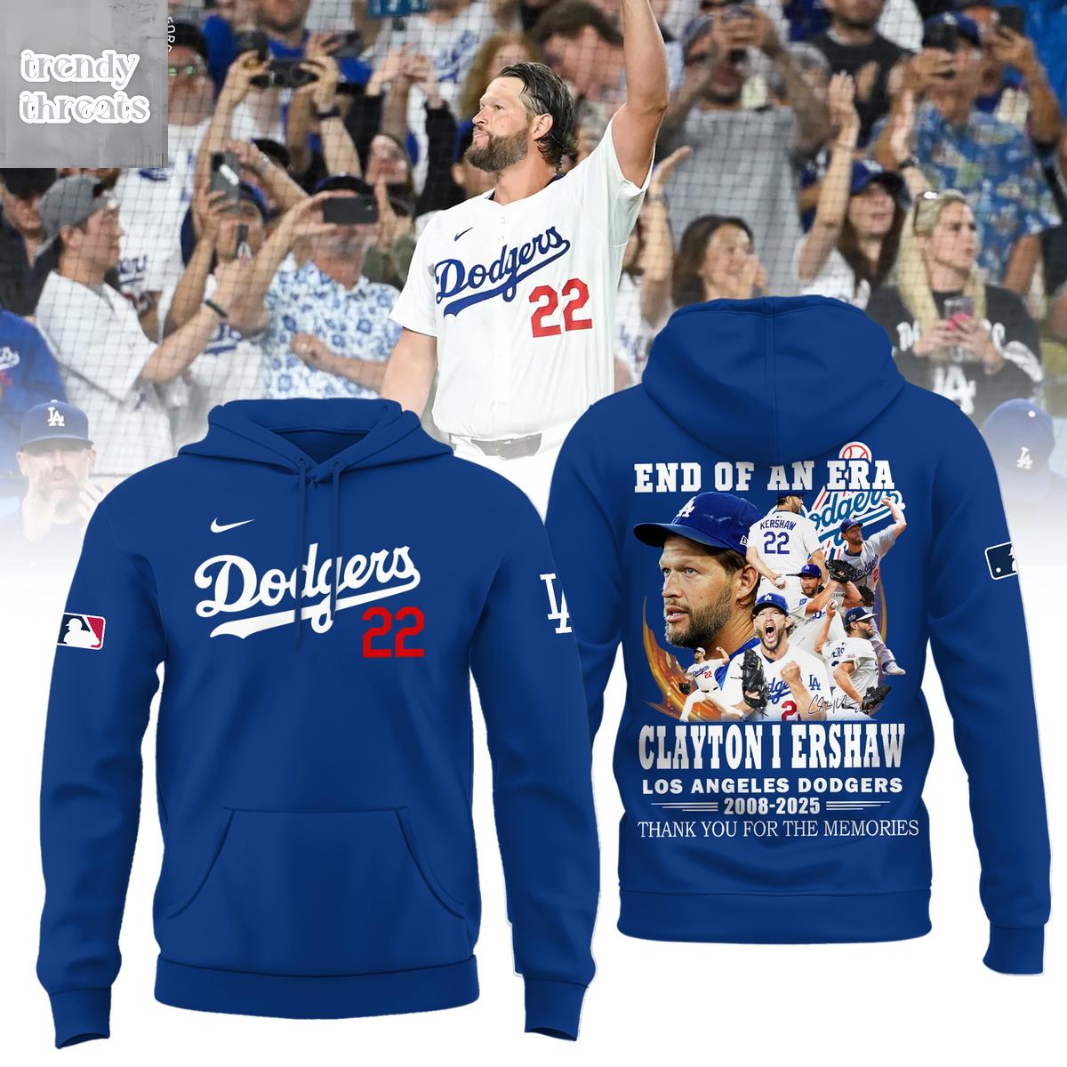 Los Angeles Dodgers Thank You Clayton Kershaw End Of An Era 2025 Hoodie Shirt Los Angeles Dodgers Thank You Clayton Kershaw End Of An Era 2025 Hoodie Shirt
