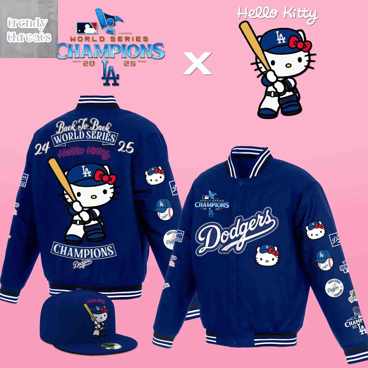 Los Angeles Dodgers x Hello Kitty World Series Champions Baseball Jacket Los Angeles Dodgers x Hello Kitty World Series Champions Baseball Jacket