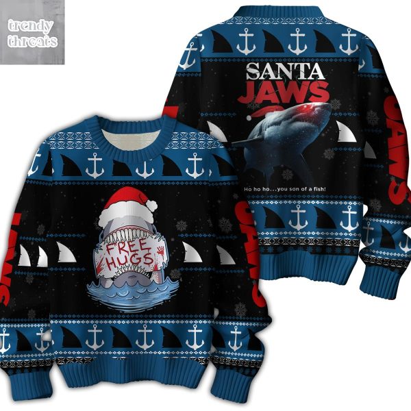 Santa Jaws Free Hugs Ugly Sweater