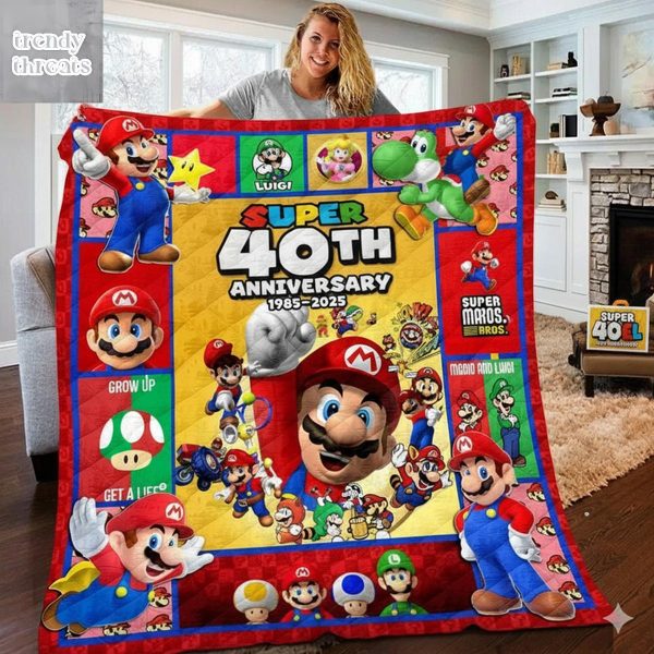 Super Mario 40th Anniversary 1985 2025 Blanket Quilt
