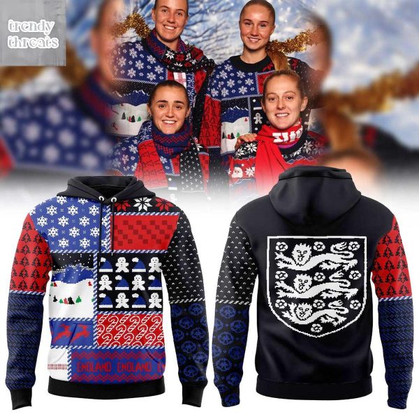 England Woman Football Christmas Hoodie T-Shirt