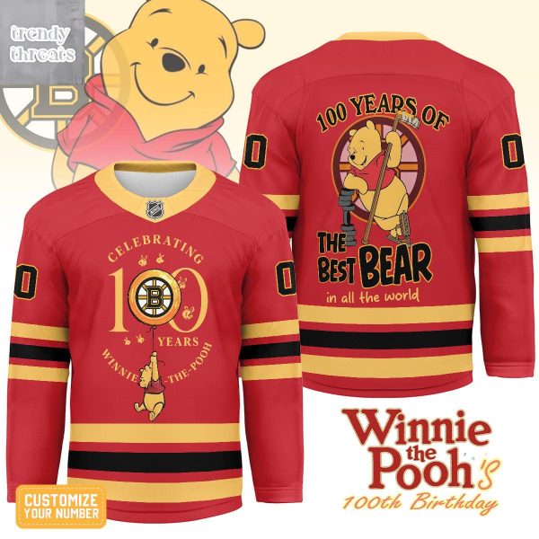 Boston Bruins Winnie The Pooh 100th Anniversary Hockey Jersey