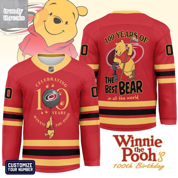 Carolina Hurricanes Winnie The Pooh 100th Anniversary Hockey Jersey