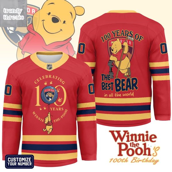 Florida Panthers Winnie The Pooh 100th Anniversary Hockey Jersey