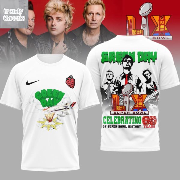 Green Day Celebrating Of Super Bowl History 60 Years T-Shirt