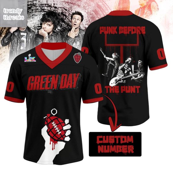 Green Day Punk Before The Punt Super Bowl LX Football Jersey