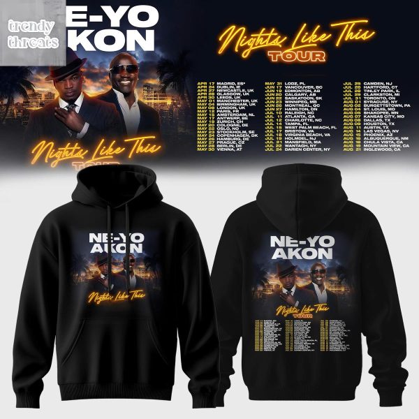 NE-YO & AKON  Night Like This Tour 2026 Hoodie T-Shirt