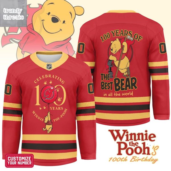 New Jersey Devils Winnie The Pooh 100th Anniversary Hockey Jersey