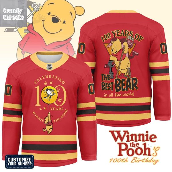 Pittsburgh Penguins Winnie The Pooh 100th Anniversary Hockey Jersey