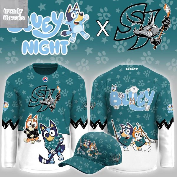 San Jose Barracuda Bluey Night Game Hockey Jersey