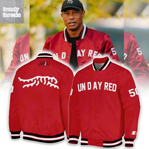 Tiger Woods Sunday Red Too Nice Baseball Jacket