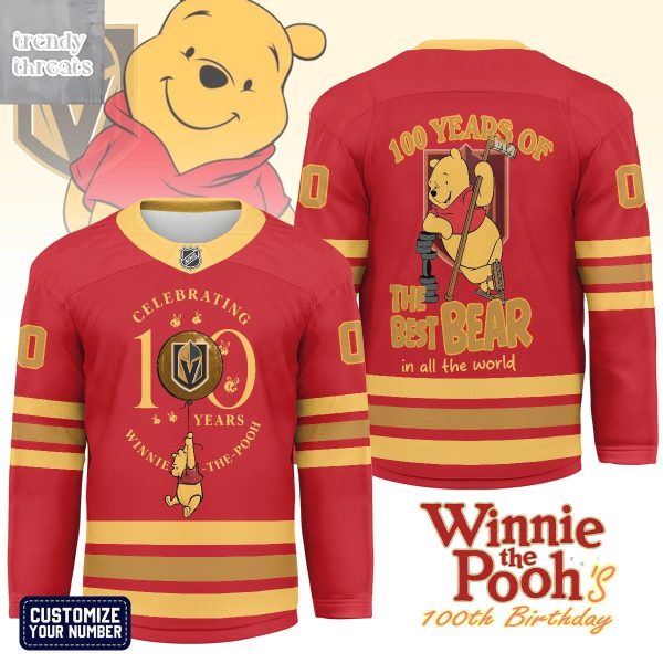 Vegas Golden Knights Winnie The Pooh 100th Anniversary Hockey Jersey