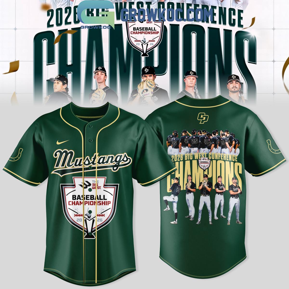 Cal Poly Mustangs Big West Conference 2026 Champions Baseball Jersey Cal Poly Mustangs Big West Conference 2026 Champions Baseball Jersey
